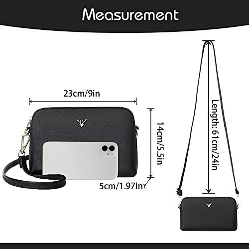 ZMDB Vegan Leather Crossbody Phone Bag, Ladies Black