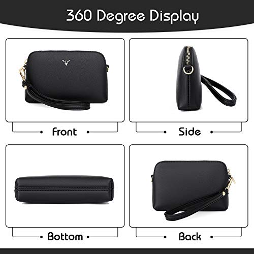 ZMDB Vegan Leather Crossbody Phone Bag, Ladies Black