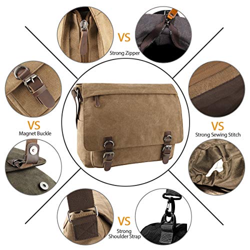 AIZBO Men's Canvas Shoulder Messenger Bag - Brown