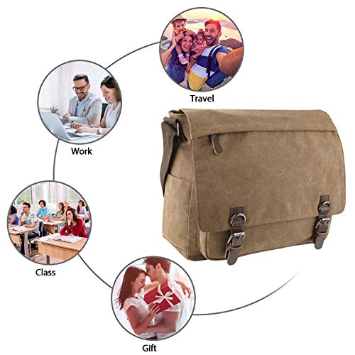 AIZBO Men's Canvas Shoulder Messenger Bag - Brown