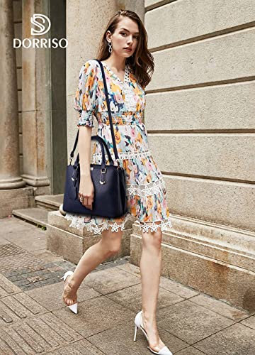 DORRISO Women’s Blue Designer PU Leather Tote Bag