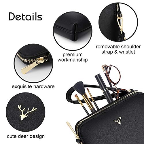ZMDB Vegan Leather Crossbody Phone Bag, Ladies Black