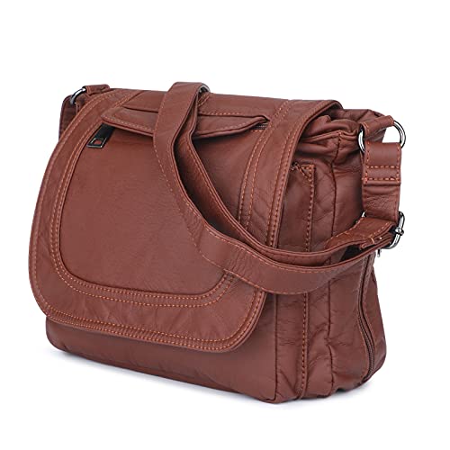Vintage Leather Shoulder Bag for Shopping, Travel, Office
