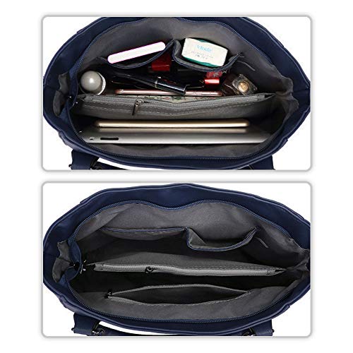 Vintage Dark Blue Leather Designer Handbag for Women