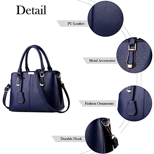 DORRISO Women’s Blue Designer PU Leather Tote Bag