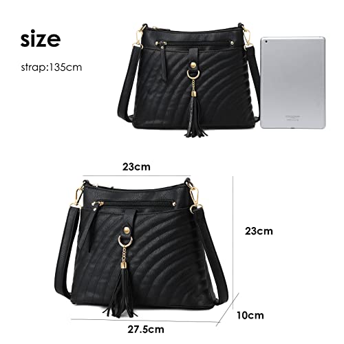 Black Cross Body Bag PU Leather Satchel