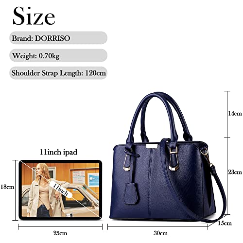 DORRISO Women’s Blue Designer PU Leather Tote Bag