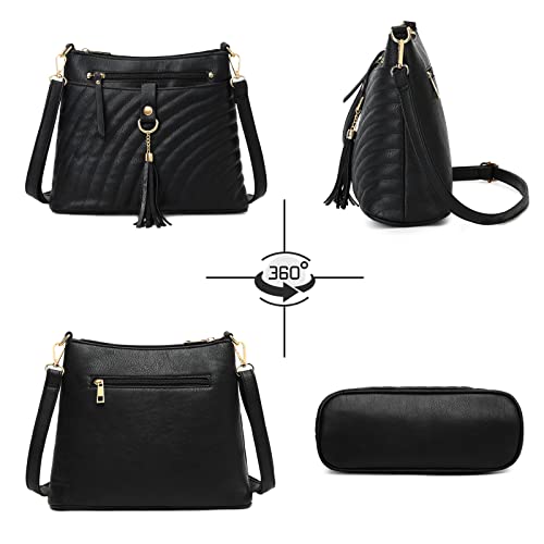 Black Cross Body Bag PU Leather Satchel