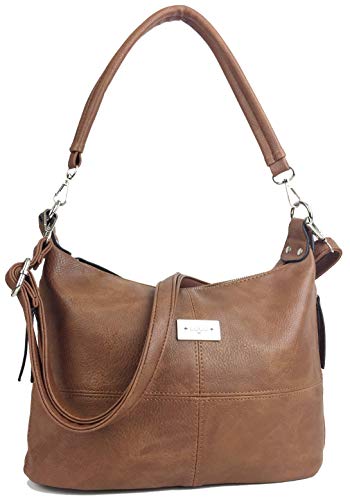 Italian Fashion Grained PU Leather Medium Handbag (Aged Tan)