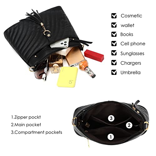 Black Cross Body Bag PU Leather Satchel