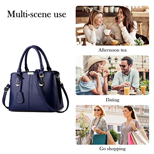 DORRISO Women’s Blue Designer PU Leather Tote Bag