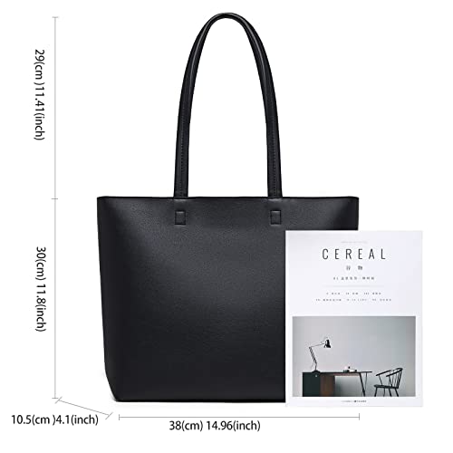 MEEGIRL Black Leather Tote: Simple, Stylish Handbag for Women