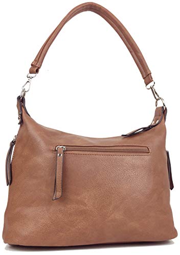 Italian Fashion Grained PU Leather Medium Handbag (Aged Tan)