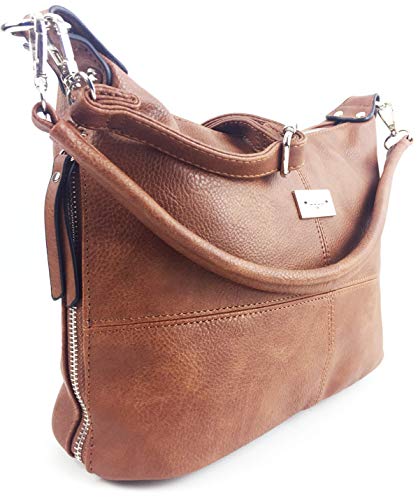 Italian Fashion Grained PU Leather Medium Handbag (Aged Tan)