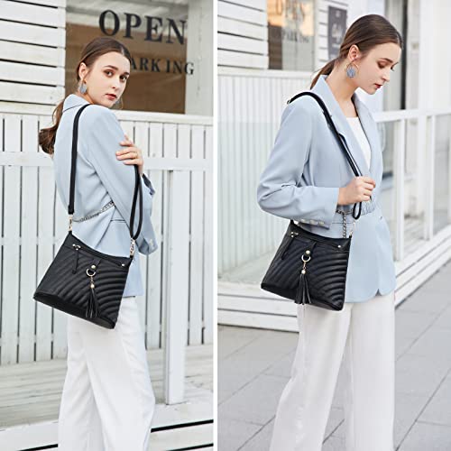 Black Cross Body Bag PU Leather Satchel