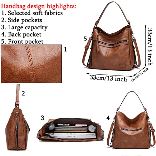 Aileese Women's Designer PU Leather Large Tote Bag