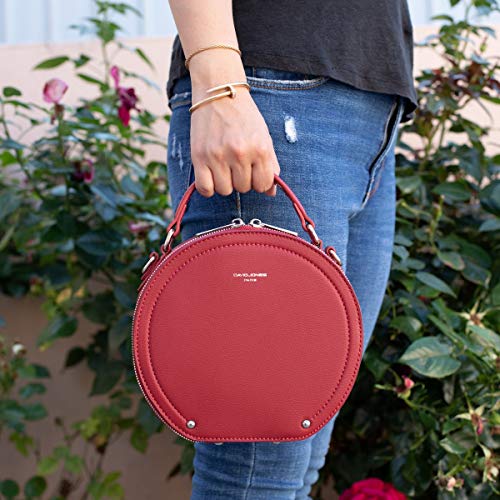 David Jones Red Round Crossbody Satchel - Designer Handbag