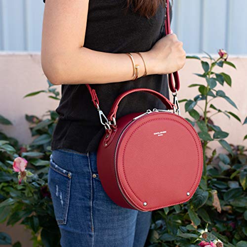 David Jones Red Round Crossbody Satchel - Designer Handbag