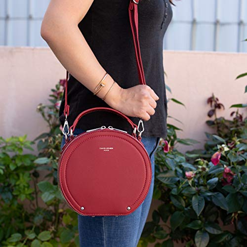 David Jones Red Round Crossbody Satchel - Designer Handbag