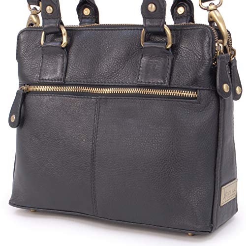 Designer Black Leather Vintage Handbag - VICKY