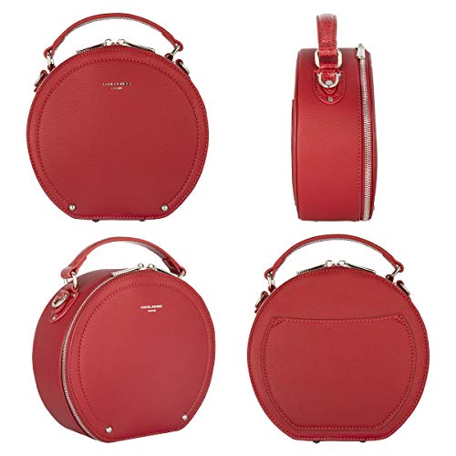 David Jones Red Round Crossbody Satchel - Designer Handbag