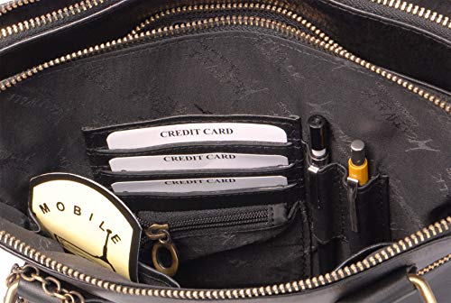 Designer Black Leather Vintage Handbag - VICKY