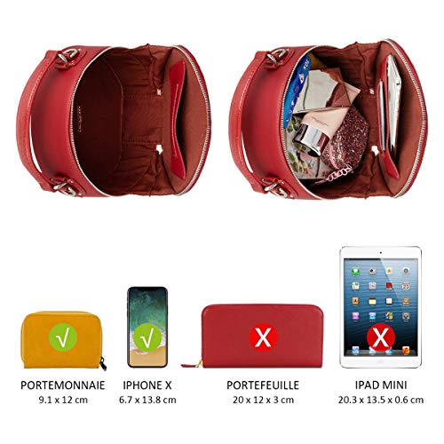 David Jones Red Round Crossbody Satchel - Designer Handbag