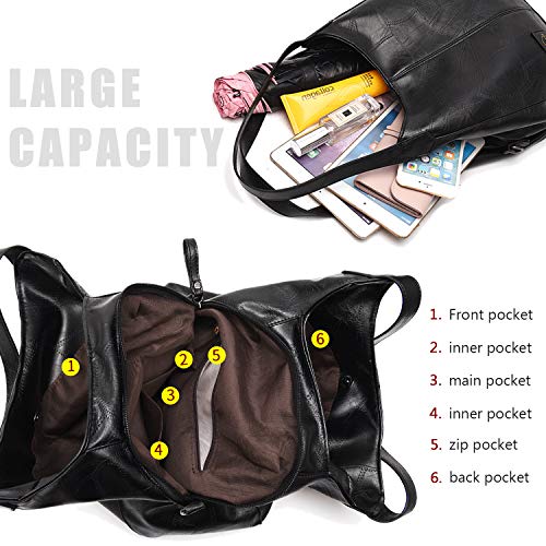 I IHAYNER Soft Vegan Leather Tote Handbag - Black