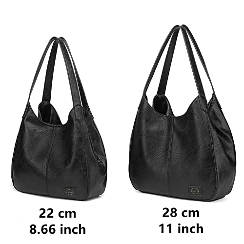 I IHAYNER Soft Vegan Leather Tote Handbag - Black