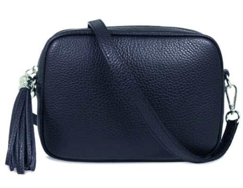 LeahWard Genuine Leather Crossbody Bag - Navy