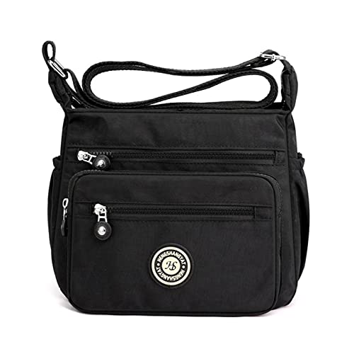 Milky Way Multi-Pocket Casual Crossbody Handbag - Black