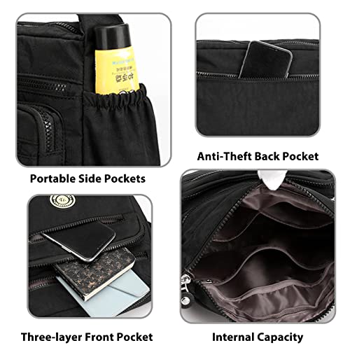 Milky Way Multi-Pocket Casual Crossbody Handbag - Black