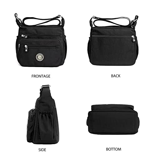 Milky Way Multi-Pocket Casual Crossbody Handbag - Black
