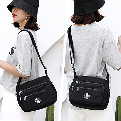 Milky Way Multi-Pocket Casual Crossbody Handbag - Black