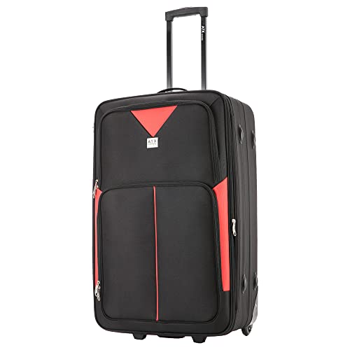 Designer Handbag: Large expandable suitcase with lock (Black/Red)