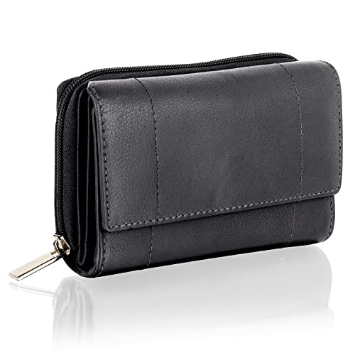 Woodland Leathers Women's RFID Protected Leather Purse (Black)