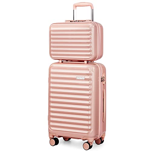 Coolife Sakura Pink Designer Suitcase Set with TSA Lock
