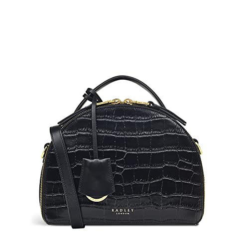 RADLEY Orchard Road Black Crossbody Handbag: Croc-textured Leather