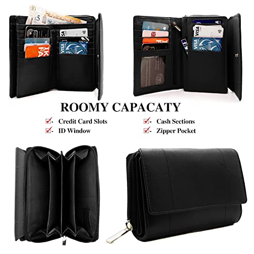 Woodland Leathers Women's RFID Protected Leather Purse (Black)