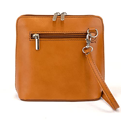 Vera Pelle Leather Crossbody Designer Handbag in Tan