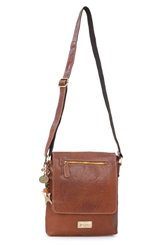 Catwalk Collection ANJA Leather Messenger Bag - Tan
