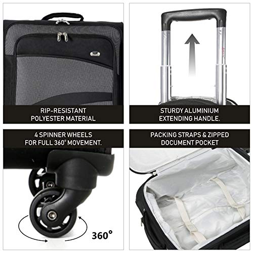 Aerolite Large Lightweight 4 Wheel Spinner Suitcase