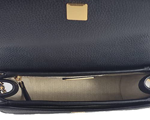 Tory Burch 140987 Britten Black Pebbled Leather Shoulder Bag