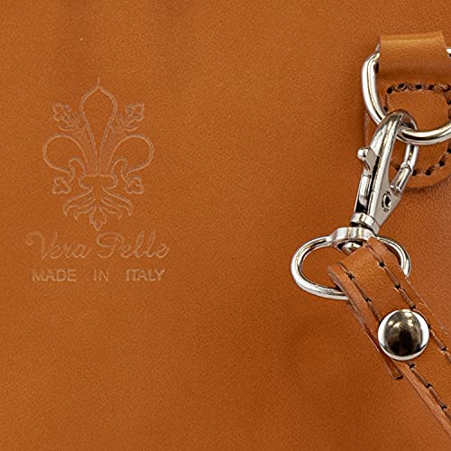 Vera Pelle Leather Crossbody Designer Handbag in Tan