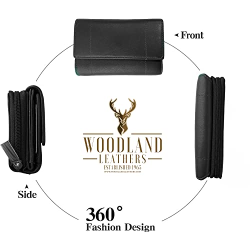 Woodland Leathers Women's RFID Protected Leather Purse (Black)