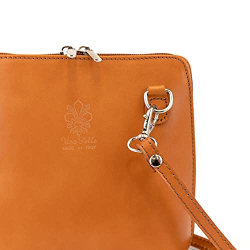 Vera Pelle Leather Crossbody Designer Handbag in Tan