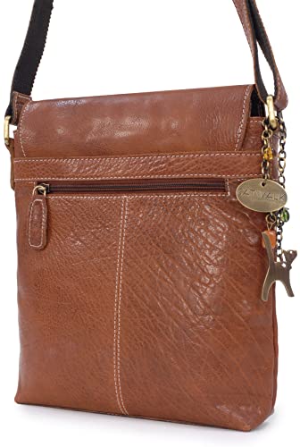Catwalk Collection ANJA Leather Messenger Bag - Tan