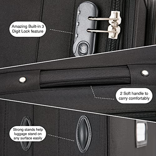 Designer Handbag: Large expandable suitcase with lock (Black/Red)