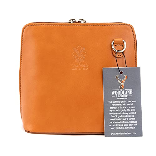 Vera Pelle Leather Crossbody Designer Handbag in Tan