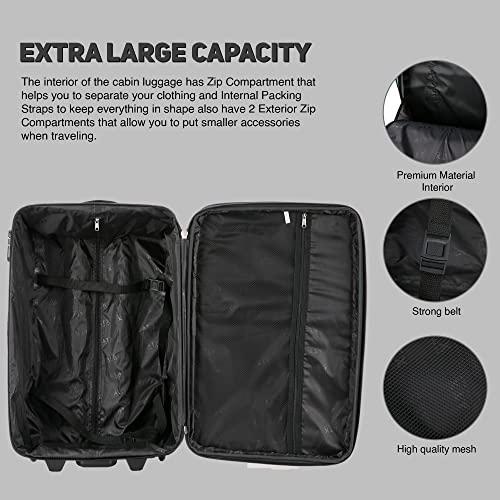 Designer Handbag: Large expandable suitcase with lock (Black/Red)